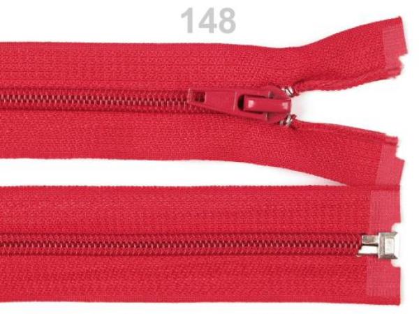 Reißverschluss spiralförmig 5 mm, 30 cm für Jacken, teilbar, Rot